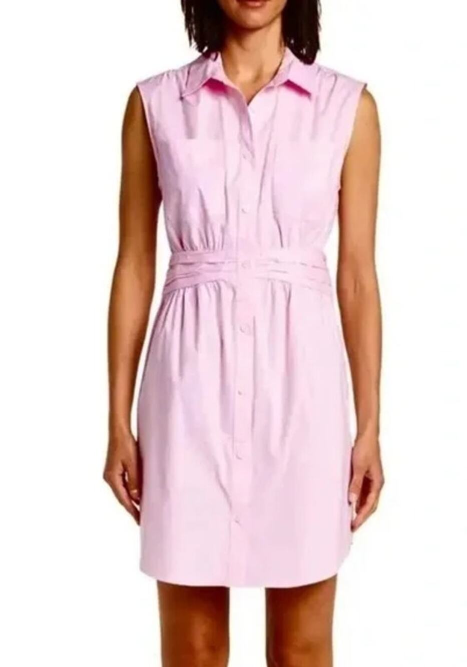 10 CROSBY DEREK LAM CORA SLEEVELESS COTTON BLEND SHIRT DRESS PINK WOMENS SIZE 18